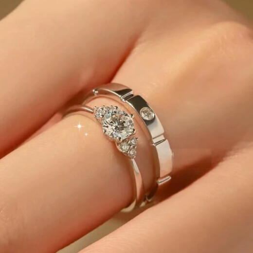 MZMZ platinum couple ring pt950 platinum knot engagement moissanite diamond ring Valentine's Day birthday gift for girlfriend and wife when/next day delivery - light luxury - Sansheng stone living mouth pair ring