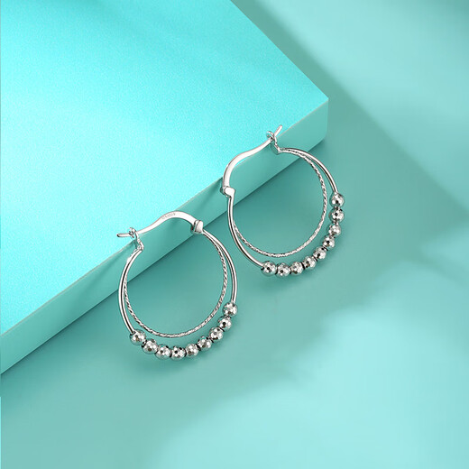 Yuan Shengfu's new PT950 transfer bead earrings platinum earrings genuine platinum earrings earrings earrings 4.85g