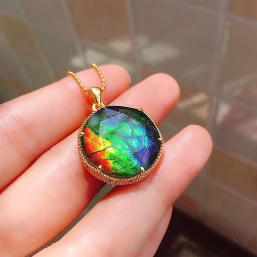 Ancient Canadian new other/other natural crystal/semi-precious stone necklace women's ammolite David satellite pendant