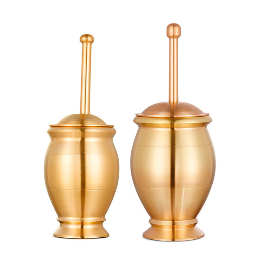 Iosn medicine jar, pure copper pestle, medicine cup, mortar, mortar, mortar, mortar, brass cup, masher, garlic paste grinder, thickened brass medium size gift