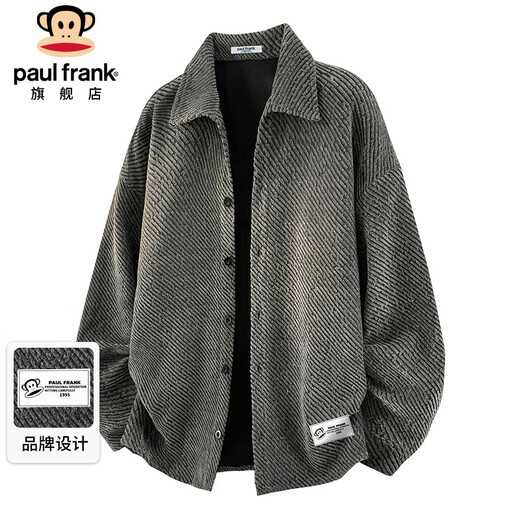 Paul Frank Jacket Men's Autumn and Winter American Jacket Men's Loose Casual Cardigan Top Men's Dark Gray 2XL