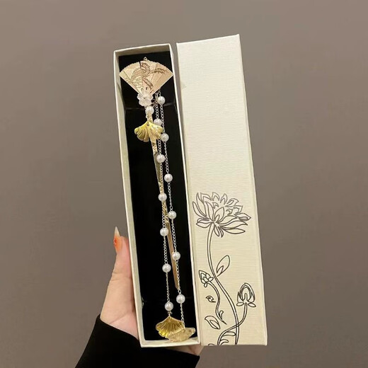 Hairpin Girl Gift Ancient Style Gift Box Set for Girlfriend Hairpin Hairpin New Chinese Style Step Shaker Tassel Hanfu Headdress Beige Gift Box + Step Rattle Orchid Hairpin