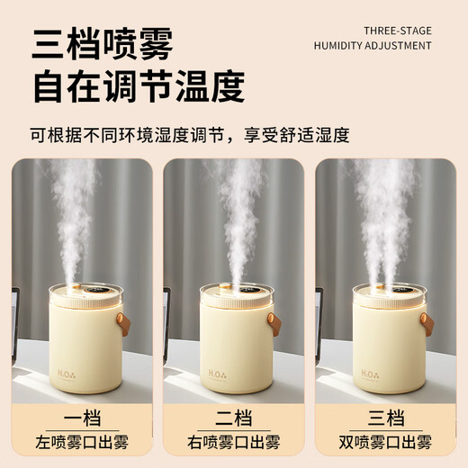 Carleo USB Humidifier Bedroom Light Sound Baby Office Desktop Extra Large Capacity Intelligent Humidification Dual Nozzles Large Mist Volume Humidification Purifies Air Nano Atomization Plug-in Model