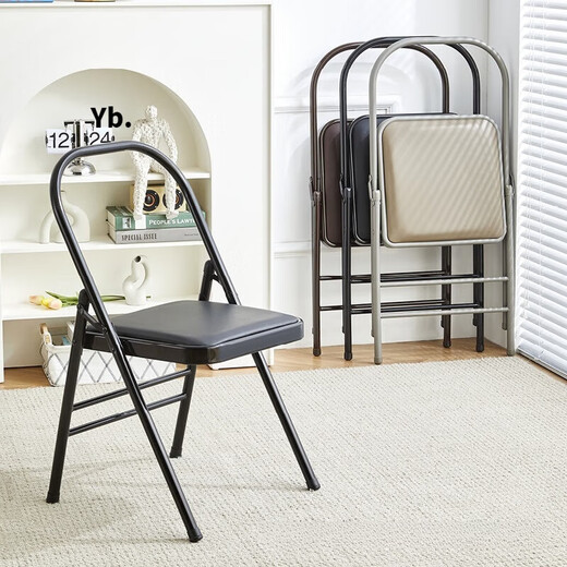 Zailu pig Yinglang Iyengar yoga chair auxiliary chair folding black Pilates chair thickened folding yoga stool three-beam black thickened 12-tube wall model