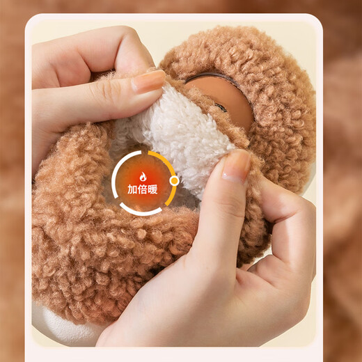 Yunshun children's cotton shoes winter style boys and girls home indoor non-slip warm plus plush fur shoes children baby cotton shoes coffee color 18-19 (shoe inner length 17cm)