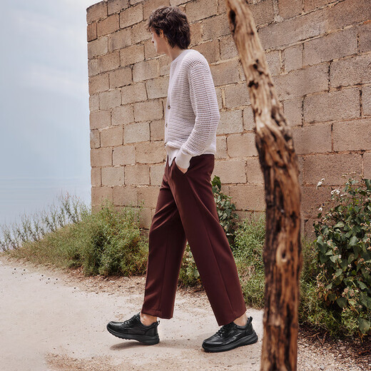 Belle Trendy Comfortable Casual Shoes Men's Shoes Cowhide Business Sports Shoes A1354AM5 Black Velvet Lining 40