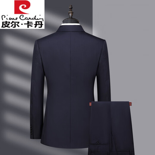 Pierre Cardin 2025 Four Seasons Worsted Wool Suit Men's High-end Middle-aged Men's Business Formal Wedding Suit Navy 175