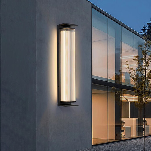 Shangda Outdoor Wall Lamp Waterproof Outdoor Terrace Solar Wall Lamp Exterior Wall Pillar Modern Simple Garden Strip Wall Lamp Default warm light, if you need other light colors, please contact customer service