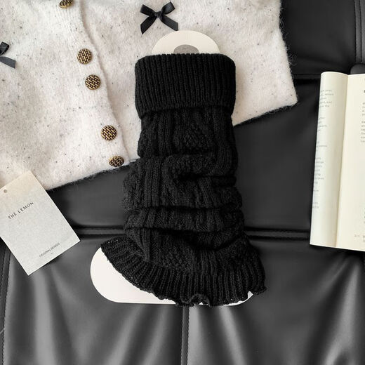 Zhuanying Maillard colored pile socks for girls y2k autumn and winter JK diamond square lace solid color retro knitted calf sleeves white M flat about 44c