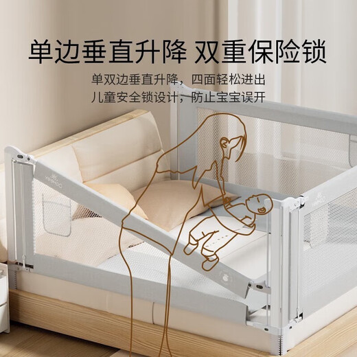 YEEHOO bed fence baby anti-fall guardrail crib rail children's baffle bed guardrail 2.0 m bed-single piece