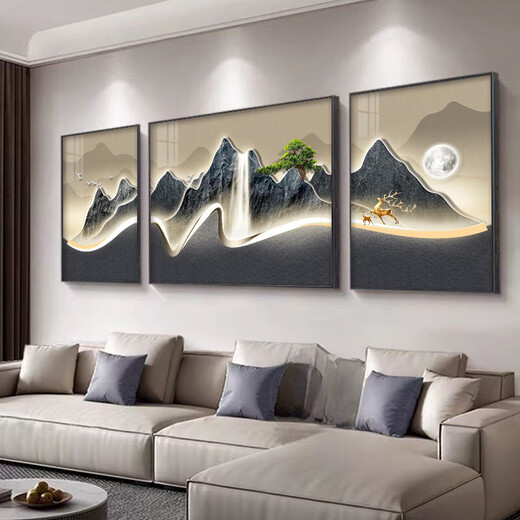 轻奢客厅装饰画2024年新款背有靠山沙发背景墙壁画大气挂画 G3887 60*80/110*80/60*80适合3.8