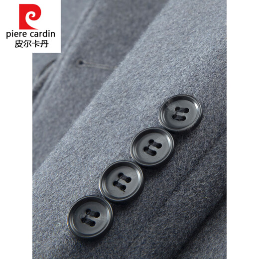 Пьер Карден (Pierre Cardin) трикотажное длинное тонкое шерстяное пальто мужское удлиненное молодежное красивое ветровка черное повседневное плотное пальто расширенное черное диагональный карман M