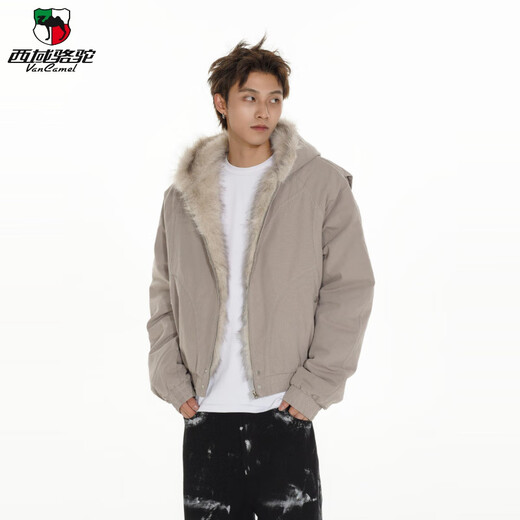 Western Camel (VANCAMEL) high-end MRNEARLY American cleanfit fur collar mountain carving jacket cotton jacket men's winter thickened short work clothes black (normal style) XL