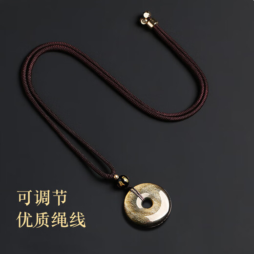 Gold stone spirit natural obsidian pendant gold obsidian peace buckle pendant couple necklace birth year gift for boys and girls birthday gifts