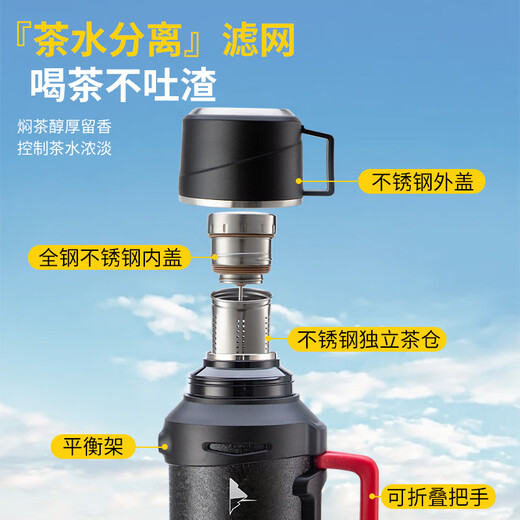 SZTAA thermos kettle large capacity 316 stainless steel outdoor household hot water bottle portable car travel thermos flagship heavy upgrade white 2L about 4Jin Jin equals 0.5kg water upgrade copper-plated inner tank + independent tea warehouse + all-steel lid