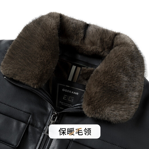 Rich PU leather imitation mink winter middle-aged men's thickened warm fur collar leather jacket men's imitation fur men's clothing