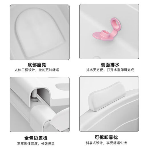 La bañera de Mekeje para la bañera para adultos para el hogar, la bañera para adultos para la bañera espesa para el cuerpo entero, la bañera grande para la bañera blanca + bolso de baño + cojín 698 sin cubierta