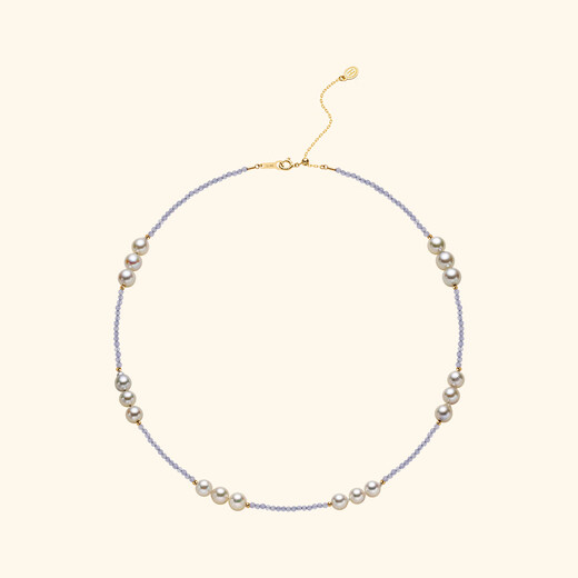 Yuanzu Hera Akoya Seawater Pearl Tanzanite Baroque Pearl Necklace 18K Gold Necklace Women's Fresh Stacked Chain