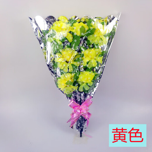 Qingming Festival tomb-sweeping hand holding flowers, silk flowers to offer sacrifices to the tomb, cemetery placement of tombstones, fake flowers, plastic flower decoration, hardcover yellow and white