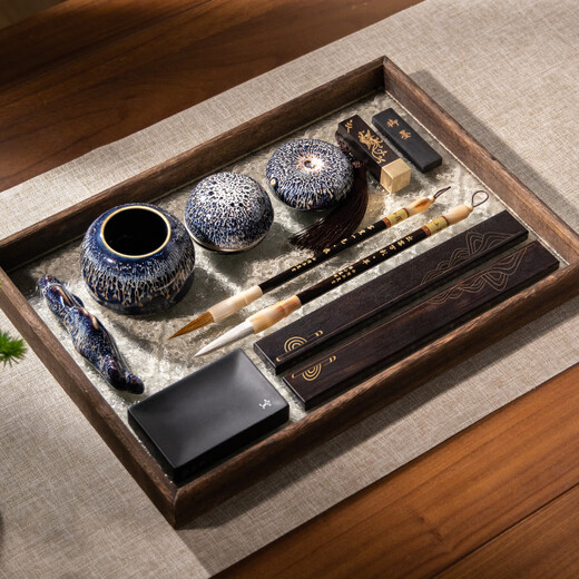 Zhang Xiaofeng's Four Treasures of Study Set High-end Writing Brush Set Complete Calligraphy Set Pen, Ink, Paper and Inkstone Set Chinese Painting Set Soft Pen Set New Year's Gift Box Kiln Transformation Unparalleled Gift Box