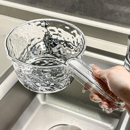 Yukajue Household Water Ladle Unbreakable Kitchen Deepened Thickened Long Handled Ladle Large Water Spoon Transparent Bathing Shampoo Ladling Spoon Good-looking U-shaped Water Outlet/Pour Water Without Spraying High Temperature Resistance Blue Water Spoon 1 Pack