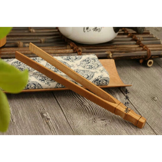 Tea clip, tea tweezers, short handmade bamboo green washing cup clip, tea leaf clip, bamboo tweezers, tea cup clip, Kung Fu tea ceremony, small fine fragrance clip, about 13cm