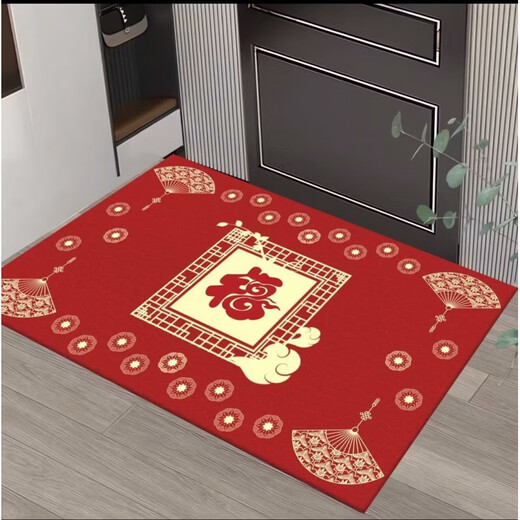 Acacia Tong New Chinese Style Fu Character Floor Mat Entry Door Mat Carpet Entrance Entrance Mat Wear-Resistant Anti-Slip Entry Door Mat Red Floor Mat Good Fortune 1 50*80