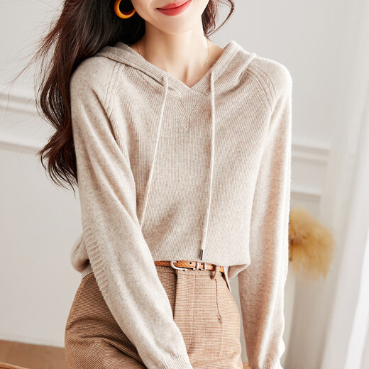 Shexi (Srcr) pure wool sweater autumn and winter all wool hooded sweater 100% wool urban casual sweater sweater