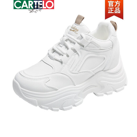 CARTELO crocodile (CARTELO) inner height increasing women's shoes 2025 new small high heels 8CM sports casual shoes wedge heel slim dad shoes black mesh 35