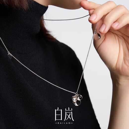 Bai Lan Chaolu Necklace for Women S925 Silver Crystal Pendant Long Design Fashionable Elegant Temperament Birthday Gift S925 Silver & Colorless Crystal