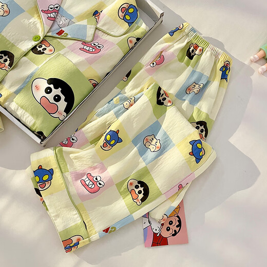 贺杨喻2025新款蜡笔小新卡通日系睡衣女春秋季云朵棉薄款长袖秋冬家居服 11301女款【云朵棉】长袖+长裤 L 女【建议体重100-120斤】