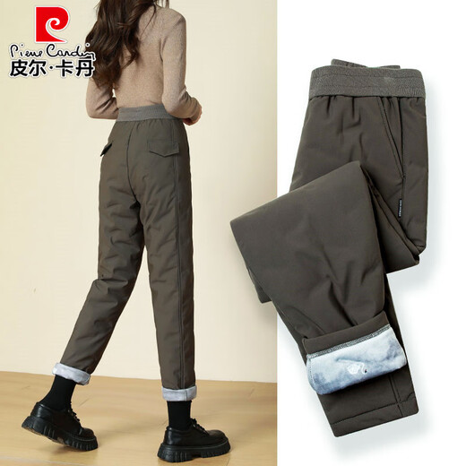 Pierre Cardin down pants women's outer wear 2025 new winter - 40 degrees extreme cold Northeast Harbin cold-proof women's cotton pants Army Green 29 116-124 Jin Jin equals 0.5 kg