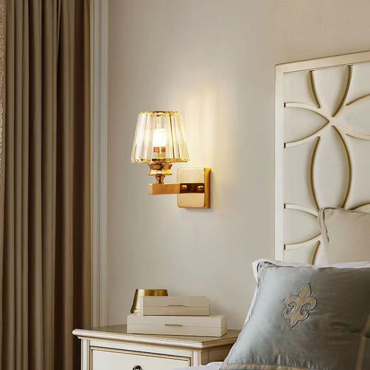 Ganxin new modern minimalist bedroom bedside lamp light luxury crystal wall lamp living room study corridor aisle stairwell lamp 10 models with LED three-color light 12W