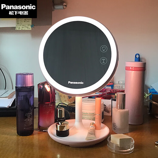 Panasonic LED makeup mirror desktop women's with light smart desktop table lamp fill-in light beauty Internet celebrity mirror charging and portable Panasonic makeup mirror queen white 2025 new style