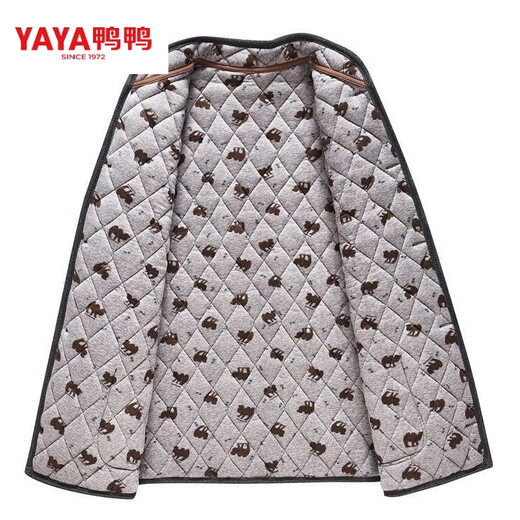 Duck Men's Winter Camel Down Winter Clothes for Middle-aged and Elderly Cold-proof Cotton Clothes Thickened Dad's Plush Cotton Jacket Warm Cotton Clothes Stand Collar Jacket Dark Gray Classic 4XL 125 to 150Jin Jin is equal to 0.5 kg