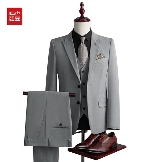 Red bean suit men's Korean version slim fit jacket groomsmen groom wedding business professional formal small suit men black 5XL