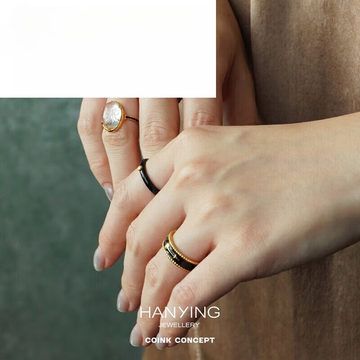 Luanjie HANYING amber ring enamel egg-shaped white crystal original designer multi-feel temperament amber ring inner circumference