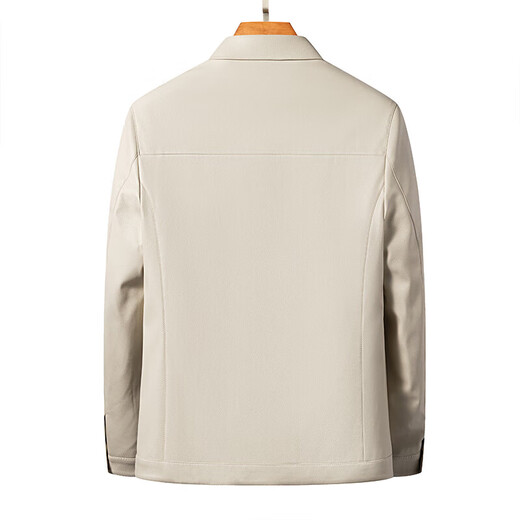 KBXNG Jinba Clothing Genuine Leather Jacket Men's Middle-aged Autumn and Winter Plus Velvet Thickened Middle-aged Dad Men's Jacket Blue Lapel Single Style 2402 Blue Lapel Single Style 2 L 175 Weight 120-140 Jin Jin is equal to 0.5 kg