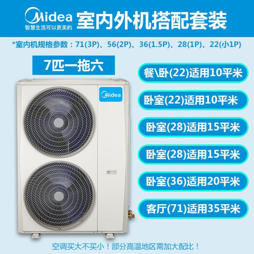 Midea central air conditioner, one to three, 5 HP, duct machine, one to five, 3 HP, multi-connected, full DC frequency conversion, MDS series, first-level energy efficiency, wifi, smart home self-cleaning [Installation package: 7 HP, first-level energy efficiency, 180, one to six, installation included]