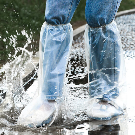 Biaz Biaz Disposable Rainproof Shoe Covers 10 Pack Rain Boots Thickened Men's and Women's Waterproof Anti-Slip Long Tube Plastic Shoe Covers