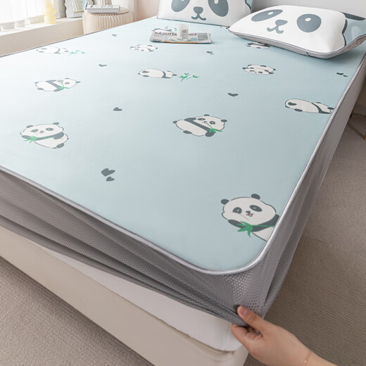 I love the ice silk mat three-piece set, foldable cartoon soft mat set with pillowcases, air-conditioned room mat, tumbling mat and fitted sheet - Class A washable 1.8m bed/180*200cm [including 2* pillowcases]