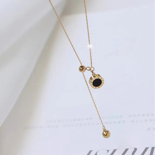 Chi Xing plated 18K gold color Roman tassel necklace for women, plated AU750 rose gold clavicle chain to give girlfriend a high-end gift