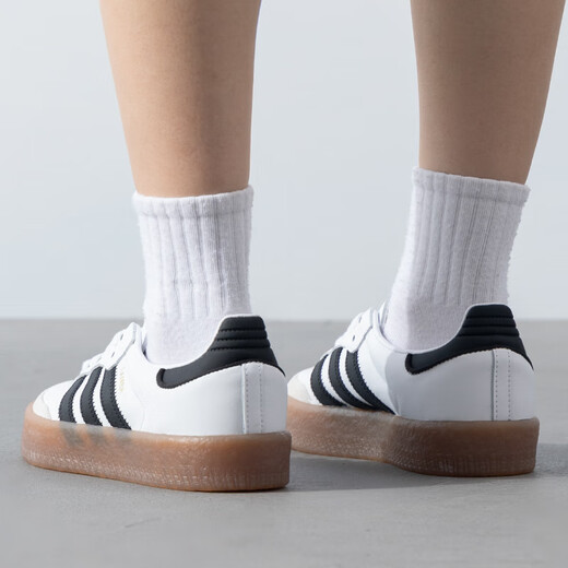 阿迪达斯（adidas）休闲鞋女鞋夏季新款三叶草运动鞋Samba厚底低帮板鞋 JI1349白色生胶底 36 (220mm)
