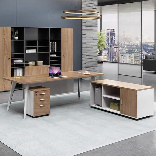 OUYIN simple and fashionable boss desk office desk and chair supervisor desk manager desk executive desk office furniture single table 1.8*0.8 (with side cabinet)