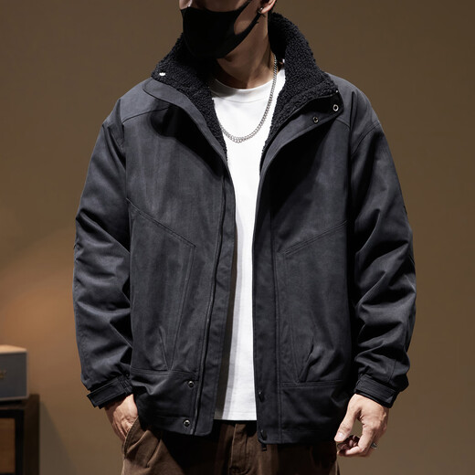 JEEP SPIRIT Jeep high-end Maillard cotton thickened warm velvet work jacket men's retro American 2025 winter jacket brown thick cotton color XL suitable for weight 145-160Jin Jin equals 0.5 kg