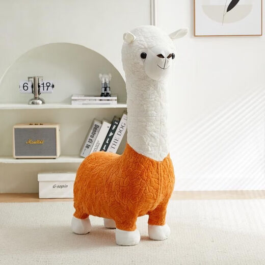 Living room decorations large floor-standing alpaca plush seat doll living room bedroom floor-standing home decorations New Home Festival 110cm large orange removable and washable lambswool