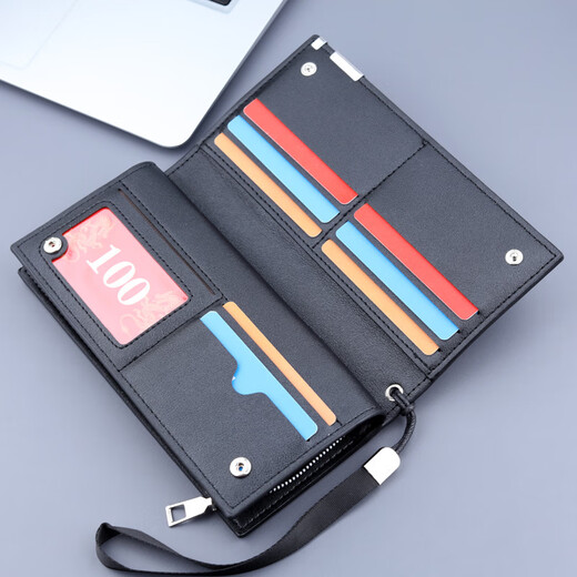 SMVP Herren Brieftasche Langes ultradünne Jugend Multi-Card Casual Wallet-Kartenbeutel Japanische und koreanische trendige Student Personalisierte Retro-Brieftasche Herren Brieftasche [Schwarz]