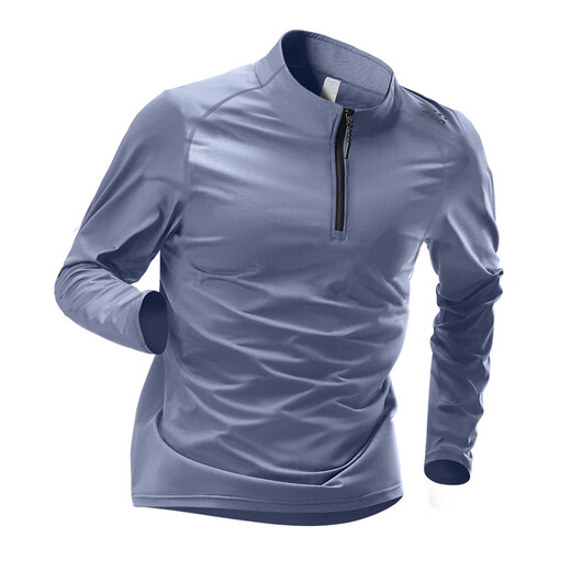Allen Burton autumn quick-drying long-sleeved men's half-zip T-shirt base layer running training clothing fitness clothing cycling jacket top smoke gray brushed inside thin section L 130-145Jin Jin equals 0.5 kg