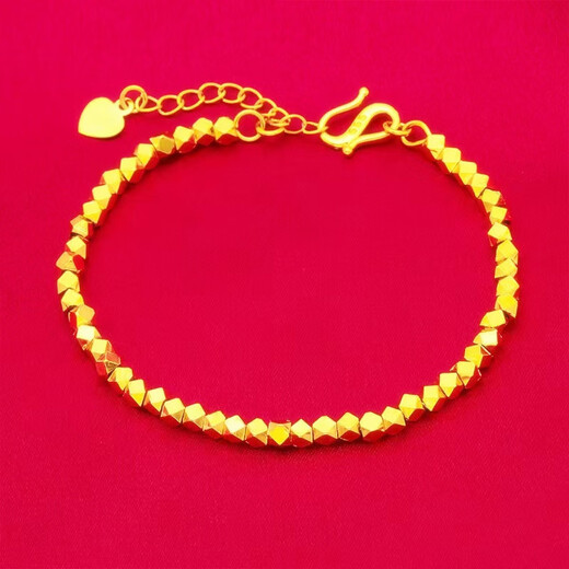 Fat Donglai's same style broken silver bracelet, gold-plated silver, new gold-plated women's bouncy transfer bead bracelet, broken gold bracelet adjustable 16cm