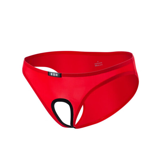 Mystery Sexy Passion Transparent Temptation Men's Underwear Physiological Penis Free-Take-off Thong Ice Silk Open (Red) XL